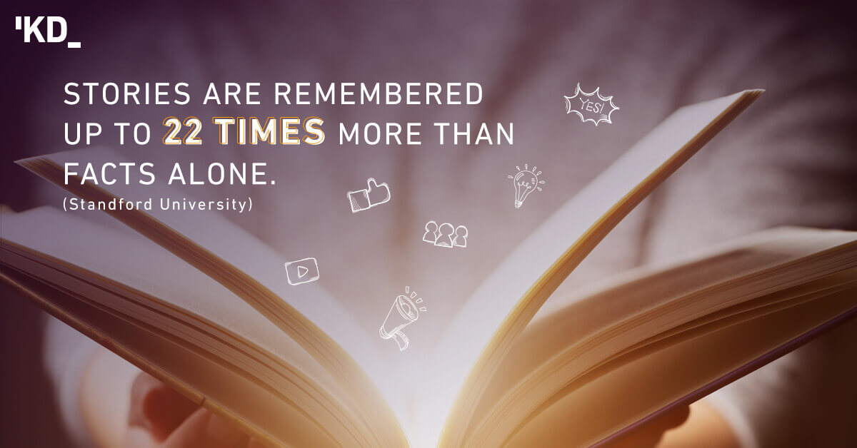 Stories are remembered up to 22 times more than facts alone.